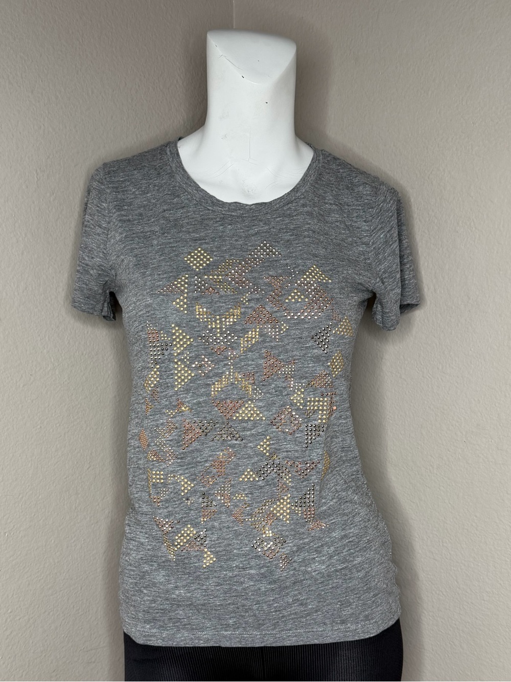 J. Crew Gray Short Sleeve Tee with Metallic Dot Graphic